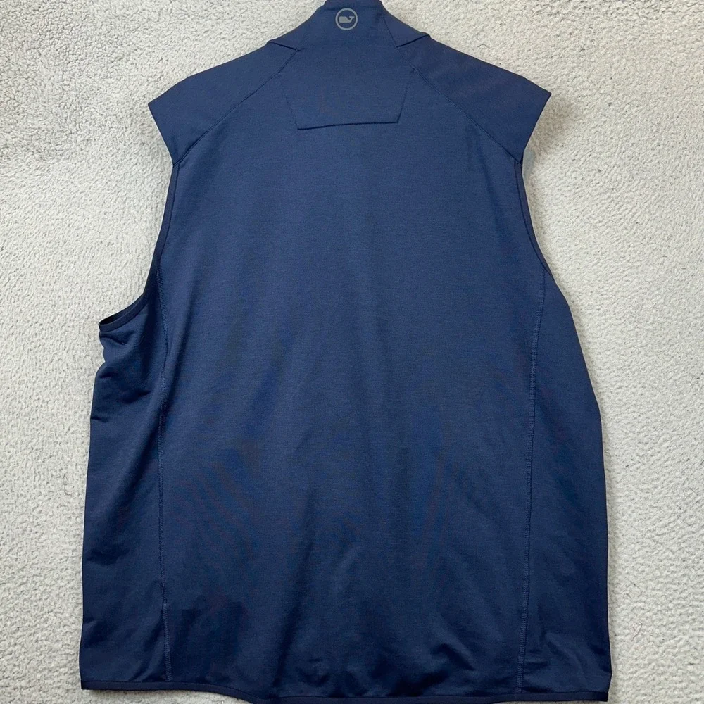 Vineyard Vines Vest Mens XL Performance Blue Full Zip Golf Mock Neck Stretch EUC